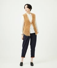 NGFAF10180 GIANNI LO GIUDICE(ジャンニ ロ ジュディチェ) [洗える]フェザーヤーンニットベスト ベージュ