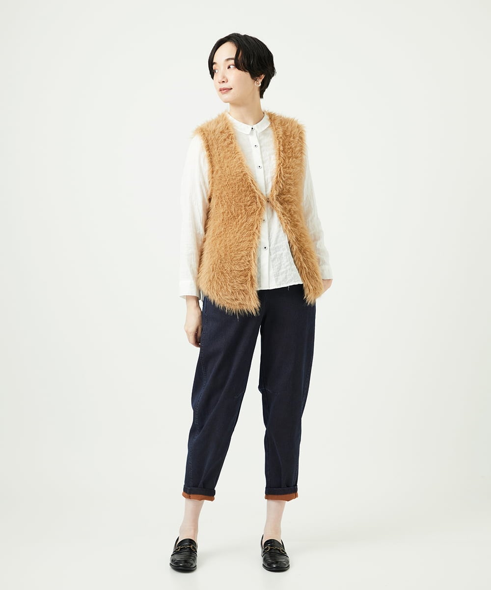 NGFAF10180 GIANNI LO GIUDICE(ジャンニ ロ ジュディチェ) [洗える]フェザーヤーンニットベスト ベージュ