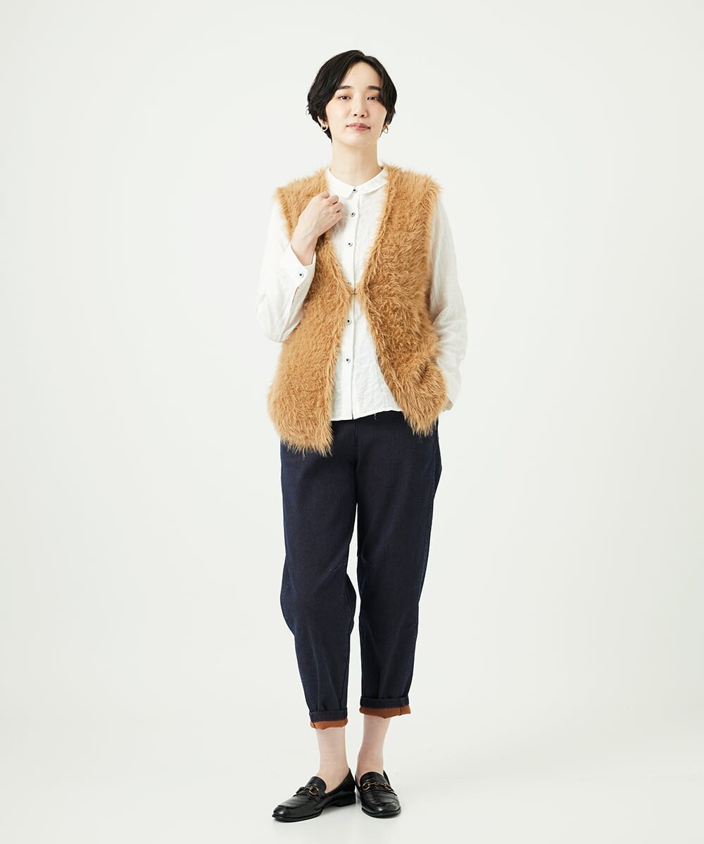 NGFAF10180 GIANNI LO GIUDICE(ジャンニ ロ ジュディチェ) [洗える]フェザーヤーンニットベスト ベージュ
