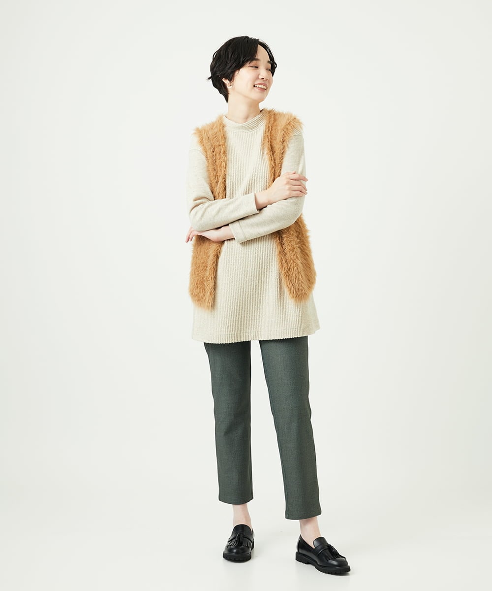 NGFAF10180 GIANNI LO GIUDICE(ジャンニ ロ ジュディチェ) [洗える]フェザーヤーンニットベスト ベージュ