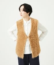 NGFAF10180 GIANNI LO GIUDICE(ジャンニ ロ ジュディチェ) [洗える]フェザーヤーンニットベスト ベージュ