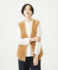 NGFAF10180 GIANNI LO GIUDICE(ジャンニ ロ ジュディチェ) [洗える]フェザーヤーンニットベスト ベージュ