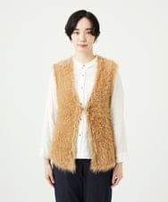 NGFAF10180 GIANNI LO GIUDICE(ジャンニ ロ ジュディチェ) [洗える]フェザーヤーンニットベスト ベージュ