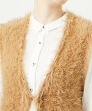 NGFAF10180 GIANNI LO GIUDICE(ジャンニ ロ ジュディチェ) [洗える]フェザーヤーンニットベスト ベージュ