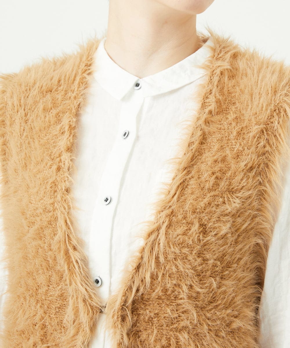 NGFAF10180 GIANNI LO GIUDICE(ジャンニ ロ ジュディチェ) [洗える]フェザーヤーンニットベスト ベージュ