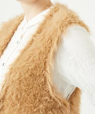 NGFAF10180 GIANNI LO GIUDICE(ジャンニ ロ ジュディチェ) [洗える]フェザーヤーンニットベスト ベージュ