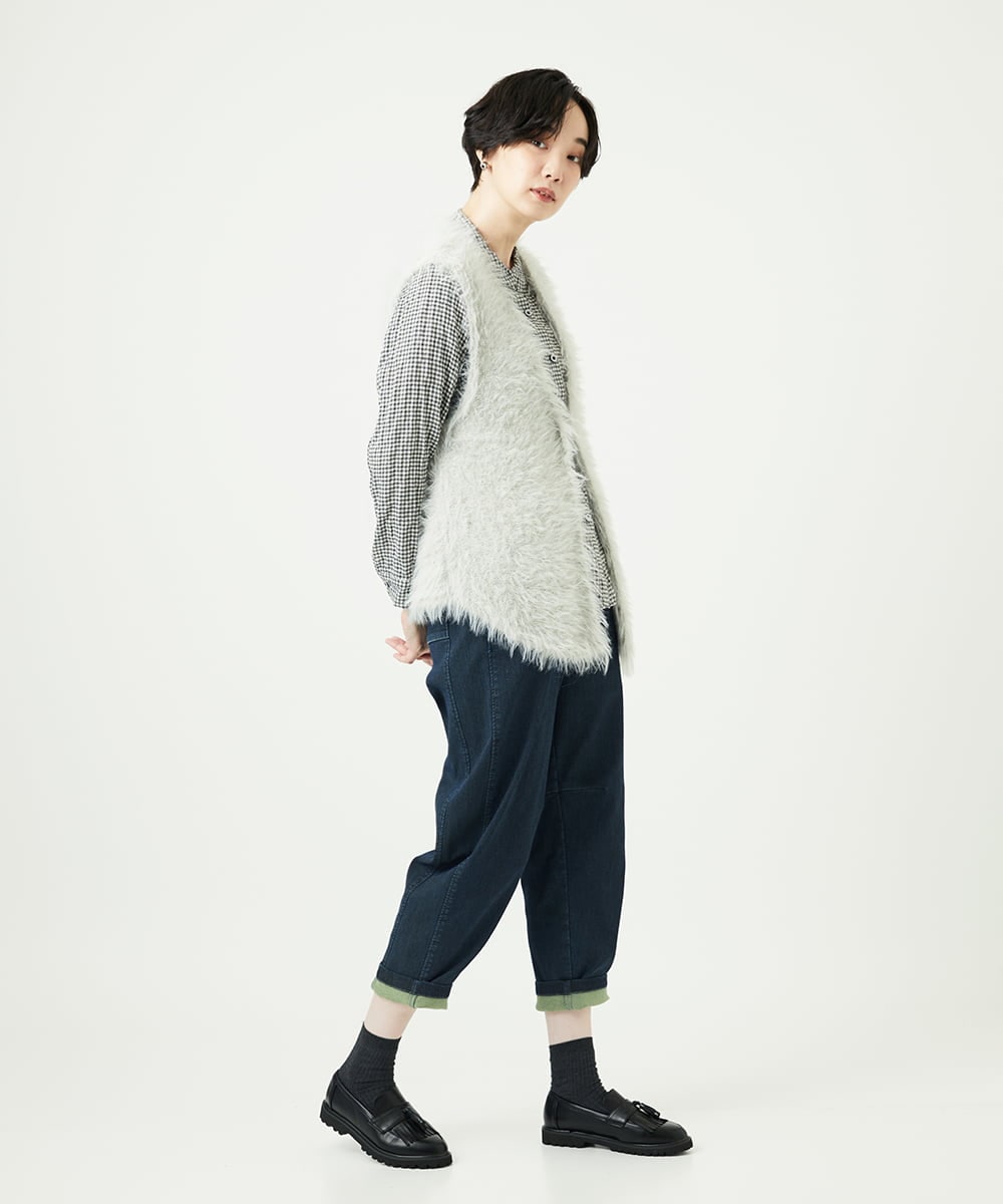 NGFAF10180 GIANNI LO GIUDICE(ジャンニ ロ ジュディチェ) [洗える]フェザーヤーンニットベスト ライトグレー