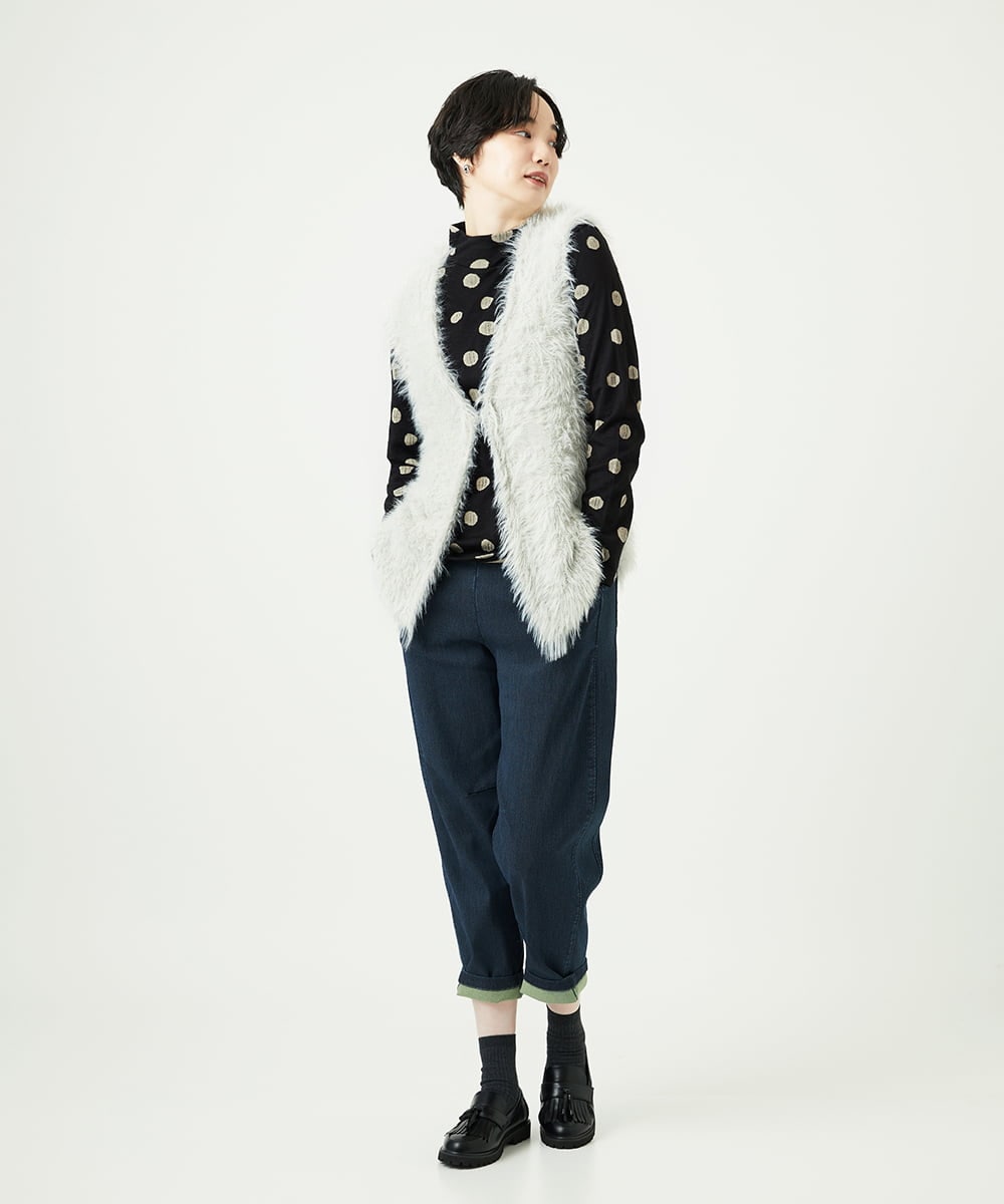 NGFAF10180 GIANNI LO GIUDICE(ジャンニ ロ ジュディチェ) [洗える]フェザーヤーンニットベスト ライトグレー