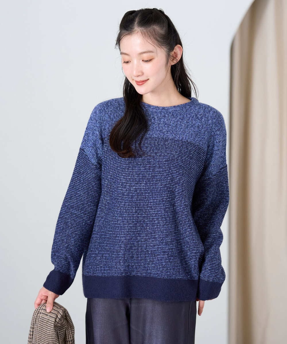 NGFAH41230 GIANNI LO GIUDICE(ジャンニ ロ ジュディチェ) ミックスヤーンニット ネイビー