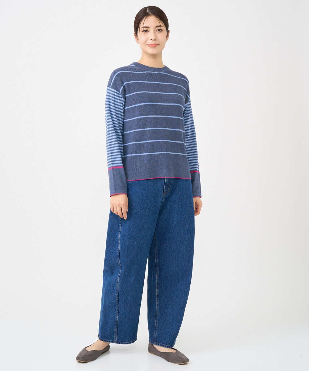 NGFCF61200 GIANNI LO GIUDICE(ジャンニ ロ ジュディチェ) [洗える]パネルボーダーニット ブルー