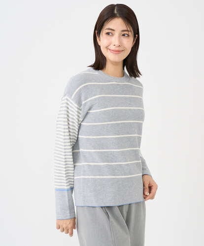 NGFCF63200 GIANNI LO GIUDICE [洗える]パネルボーダーニット