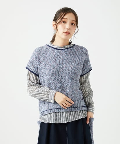 NGFED12270 GIANNI LO GIUDICE [洗える]綿麻ニットベスト