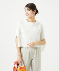NGFGA30290 GIANNI LO GIUDICE(ジャンニ ロ ジュディチェ) [洗える・日本製]コットンレース編みニットポンチョ風ベスト ホワイト