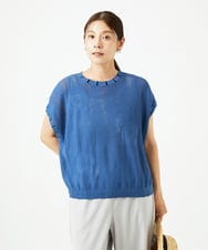 NGFGB01220 GIANNI LO GIUDICE(ジャンニ ロ ジュディチェ) [洗える]アイレットフラワーニットベスト ブルー