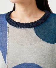 NGFHA10260 GIANNI LO GIUDICE(ジャンニ ロ ジュディチェ) [洗える]透かし柄インターシャプルオーバーニット ネイビー