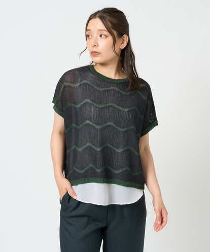 NGFHD05200 GIANNI LO GIUDICE [洗える]ペーパーヤーンボーダーニット
