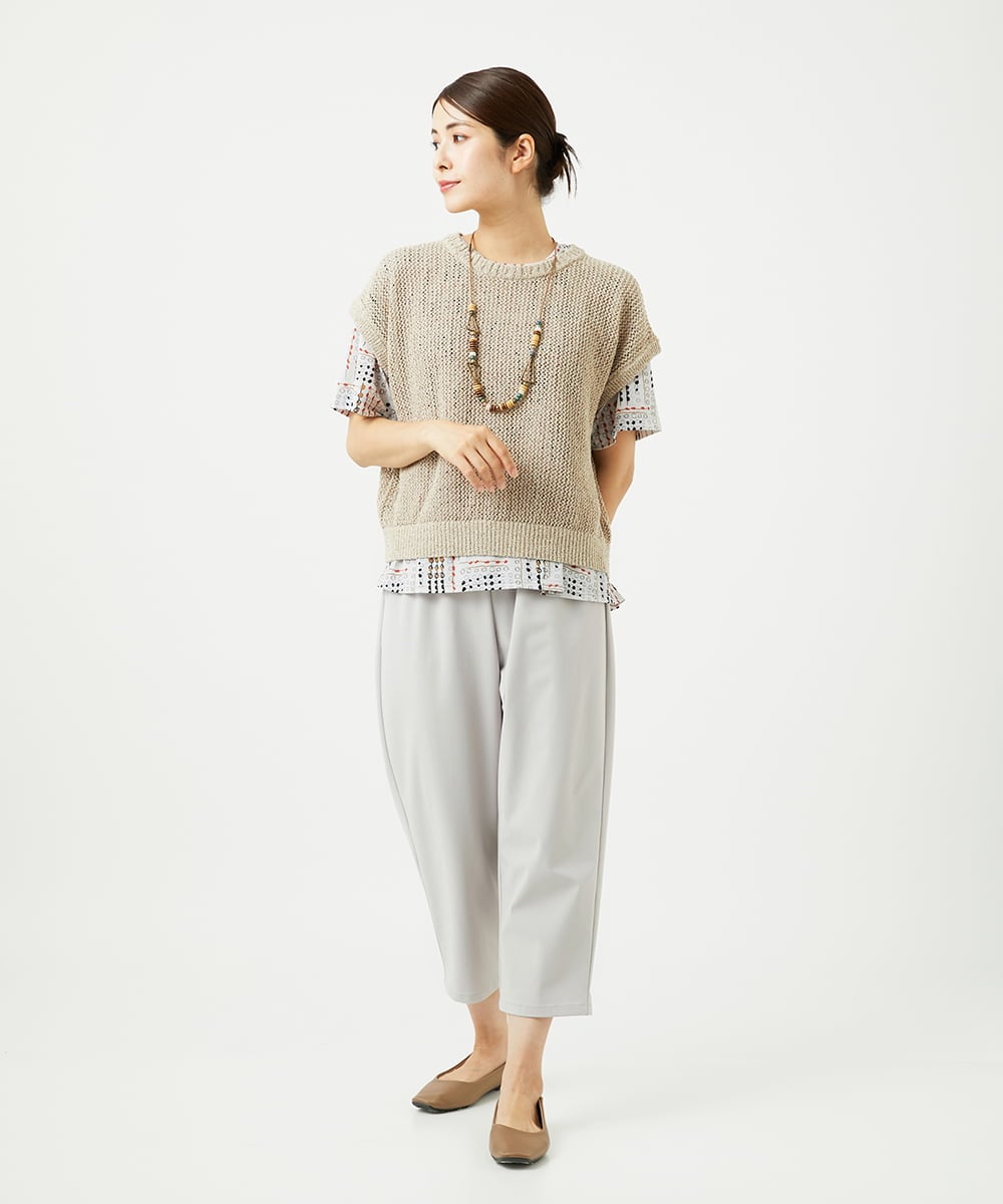 NGFJB01180 GIANNI LO GIUDICE(ジャンニ ロ ジュディチェ) [洗える]Peメッシュニット ベージュ