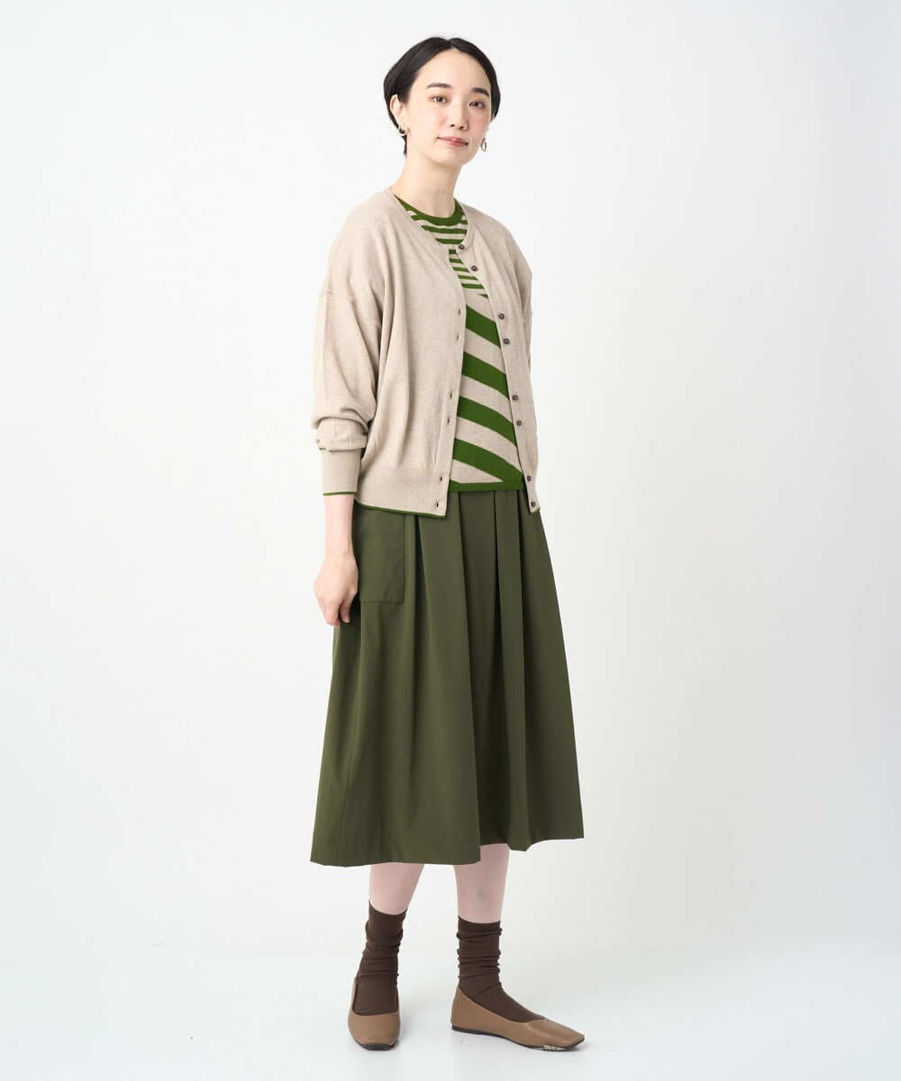 NGFJB20230 GIANNI LO GIUDICE(ジャンニ ロ ジュディチェ) [洗える]シルク混ボーダーニット グリーン