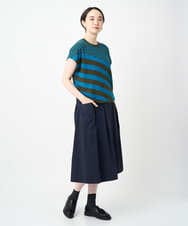 NGFJB20230 GIANNI LO GIUDICE(ジャンニ ロ ジュディチェ) [洗える]シルク混ボーダーニット ブルー
