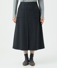 NGHAE21290 GIANNI LO GIUDICE(ジャンニ ロ ジュディチェ) [洗える]レーヨン混ストレッチチェックスカート チャコールブラウン