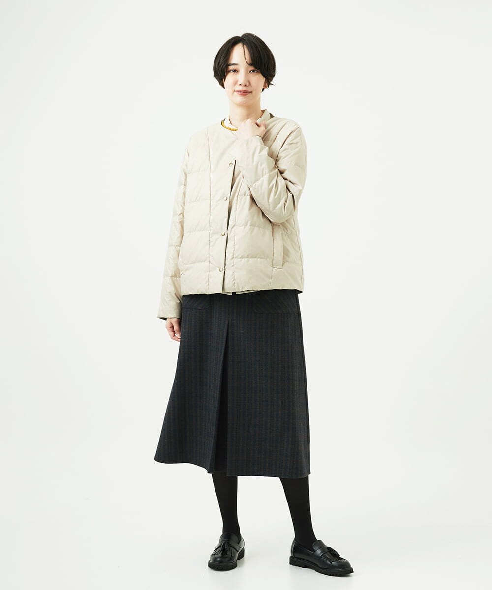NGHAE21290 GIANNI LO GIUDICE(ジャンニ ロ ジュディチェ) [洗える]レーヨン混ストレッチチェックスカート チャコールブラウン
