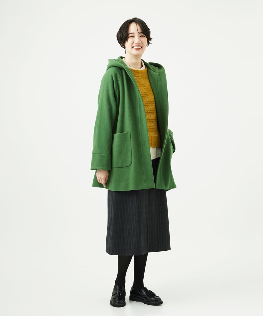 NGHAE21290 GIANNI LO GIUDICE(ジャンニ ロ ジュディチェ) [洗える]レーヨン混ストレッチチェックスカート チャコールブラウン