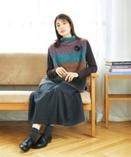 NGHAE21290 GIANNI LO GIUDICE(ジャンニ ロ ジュディチェ) [洗える]レーヨン混ストレッチチェックスカート チャコールブラウン