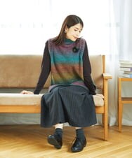NGHAE21290 GIANNI LO GIUDICE(ジャンニ ロ ジュディチェ) [洗える]レーヨン混ストレッチチェックスカート チャコールブラウン