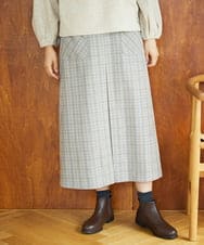 NGHAE21290 GIANNI LO GIUDICE(ジャンニ ロ ジュディチェ) [洗える]レーヨン混ストレッチチェックスカート オフベージュ