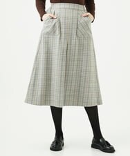 NGHAE21290 GIANNI LO GIUDICE(ジャンニ ロ ジュディチェ) [洗える]レーヨン混ストレッチチェックスカート オフベージュ