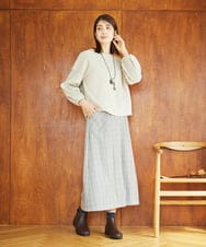 NGHAE21290 GIANNI LO GIUDICE(ジャンニ ロ ジュディチェ) [洗える]レーヨン混ストレッチチェックスカート オフベージュ