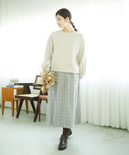 NGHAE21290 GIANNI LO GIUDICE(ジャンニ ロ ジュディチェ) [洗える]レーヨン混ストレッチチェックスカート オフベージュ