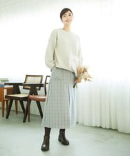 NGHAE21290 GIANNI LO GIUDICE(ジャンニ ロ ジュディチェ) [洗える]レーヨン混ストレッチチェックスカート オフベージュ