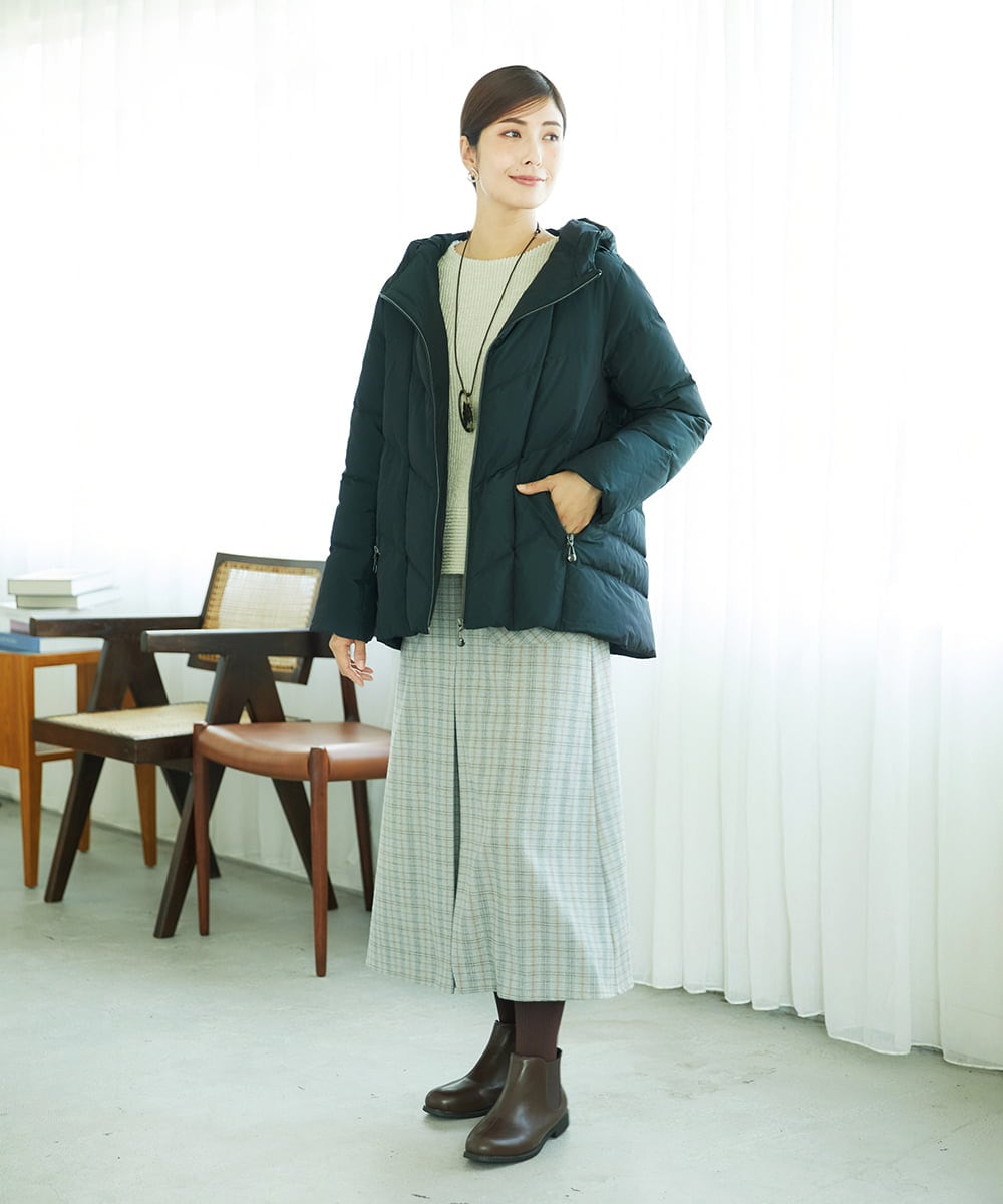 NGHAE21290 GIANNI LO GIUDICE(ジャンニ ロ ジュディチェ) [洗える]レーヨン混ストレッチチェックスカート オフベージュ