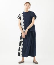 NGHEA30360 GIANNI LO GIUDICE(ジャンニ ロ ジュディチェ) [洗える・日本製]ウール混ドットジャガードスカート ネイビー