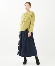 NGHEA30360 GIANNI LO GIUDICE(ジャンニ ロ ジュディチェ) [洗える・日本製]ウール混ドットジャガードスカート ネイビー