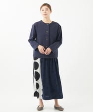 NGHEA30360 GIANNI LO GIUDICE(ジャンニ ロ ジュディチェ) [洗える・日本製]ウール混ドットジャガードスカート ネイビー