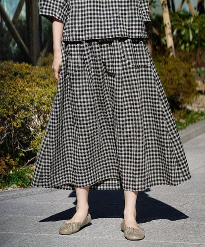 NGHGE42360 GIANNI LO GIUDICE [洗える]リネンコットンギンガムチェックスカート