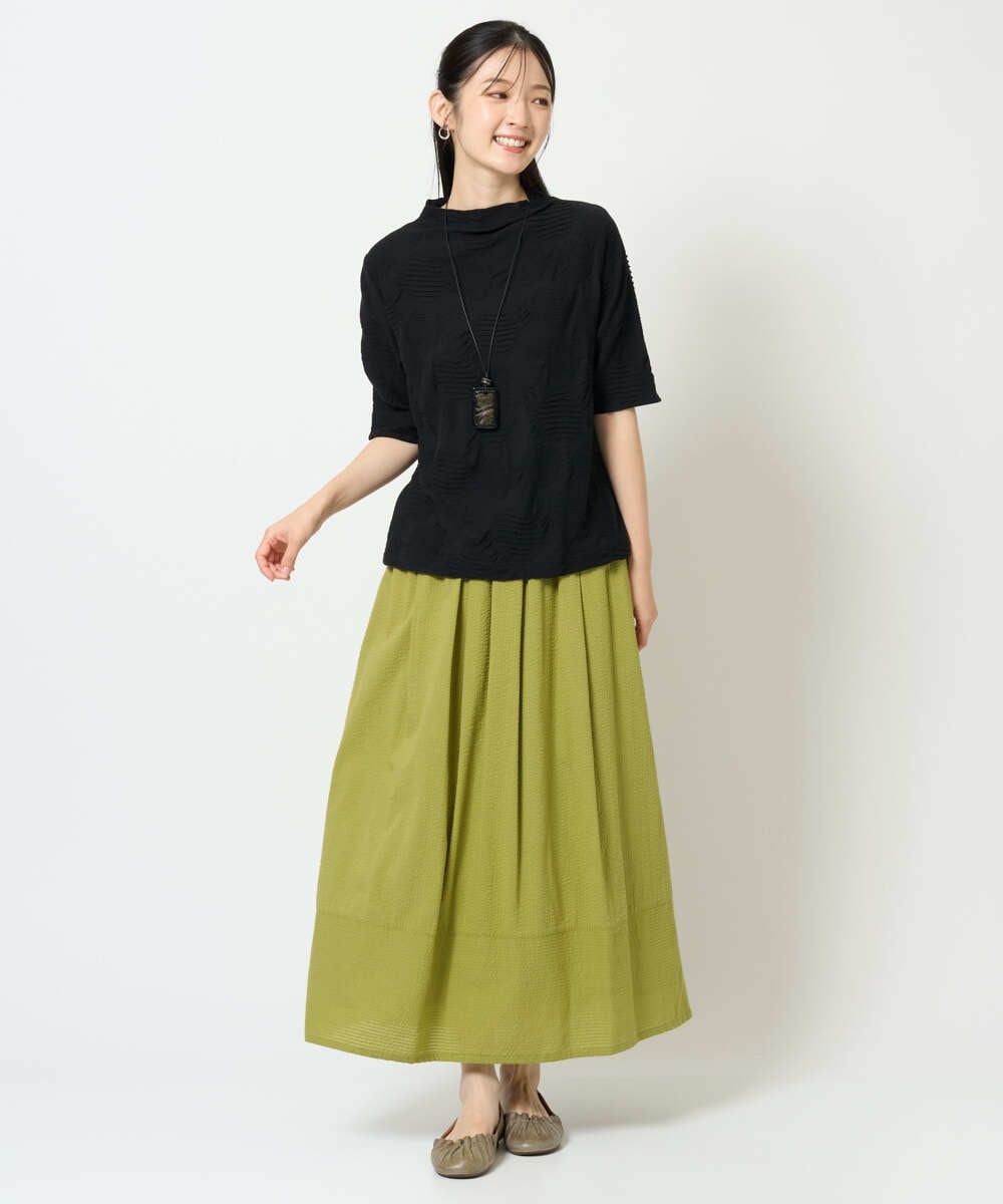 NGHHD05200 GIANNI LO GIUDICE(ジャンニ ロ ジュディチェ) [洗える]コットンシアサッカースカート グリーン