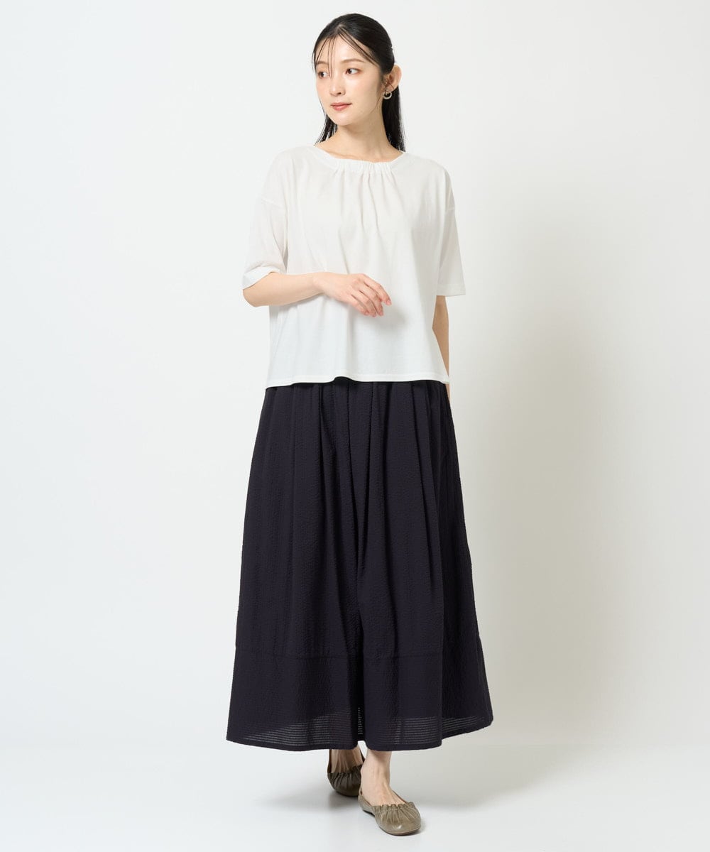NGHHD05200 GIANNI LO GIUDICE(ジャンニ ロ ジュディチェ) [洗える]コットンシアサッカースカート グリーン