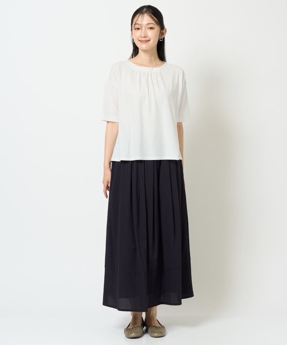 NGHHD05200 GIANNI LO GIUDICE(ジャンニ ロ ジュディチェ) [洗える]コットンシアサッカースカート グリーン