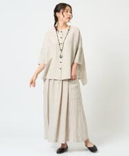 NGHHD66300 GIANNI LO GIUDICE(ジャンニ ロ ジュディチェ) [洗える]麻ストライプスカート カーキ