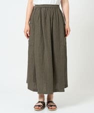NGHHD66300 GIANNI LO GIUDICE(ジャンニ ロ ジュディチェ) [洗える]麻ストライプスカート カーキ