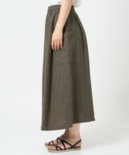 NGHHD66300 GIANNI LO GIUDICE(ジャンニ ロ ジュディチェ) [洗える]麻ストライプスカート カーキ