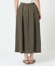 NGHHD66300 GIANNI LO GIUDICE(ジャンニ ロ ジュディチェ) [洗える]麻ストライプスカート カーキ