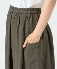 NGHHD66300 GIANNI LO GIUDICE(ジャンニ ロ ジュディチェ) [洗える]麻ストライプスカート カーキ