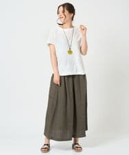 NGHHD66300 GIANNI LO GIUDICE(ジャンニ ロ ジュディチェ) [洗える]麻ストライプスカート カーキ