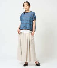 NGHHD66300 GIANNI LO GIUDICE(ジャンニ ロ ジュディチェ) [洗える]麻ストライプスカート カーキ
