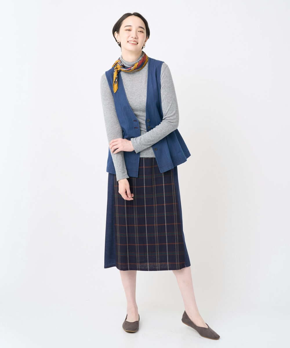 NGHJB22360 GIANNI LO GIUDICE(ジャンニ ロ ジュディチェ) [洗える・日本製]二重織チェックスカート ネイビー
