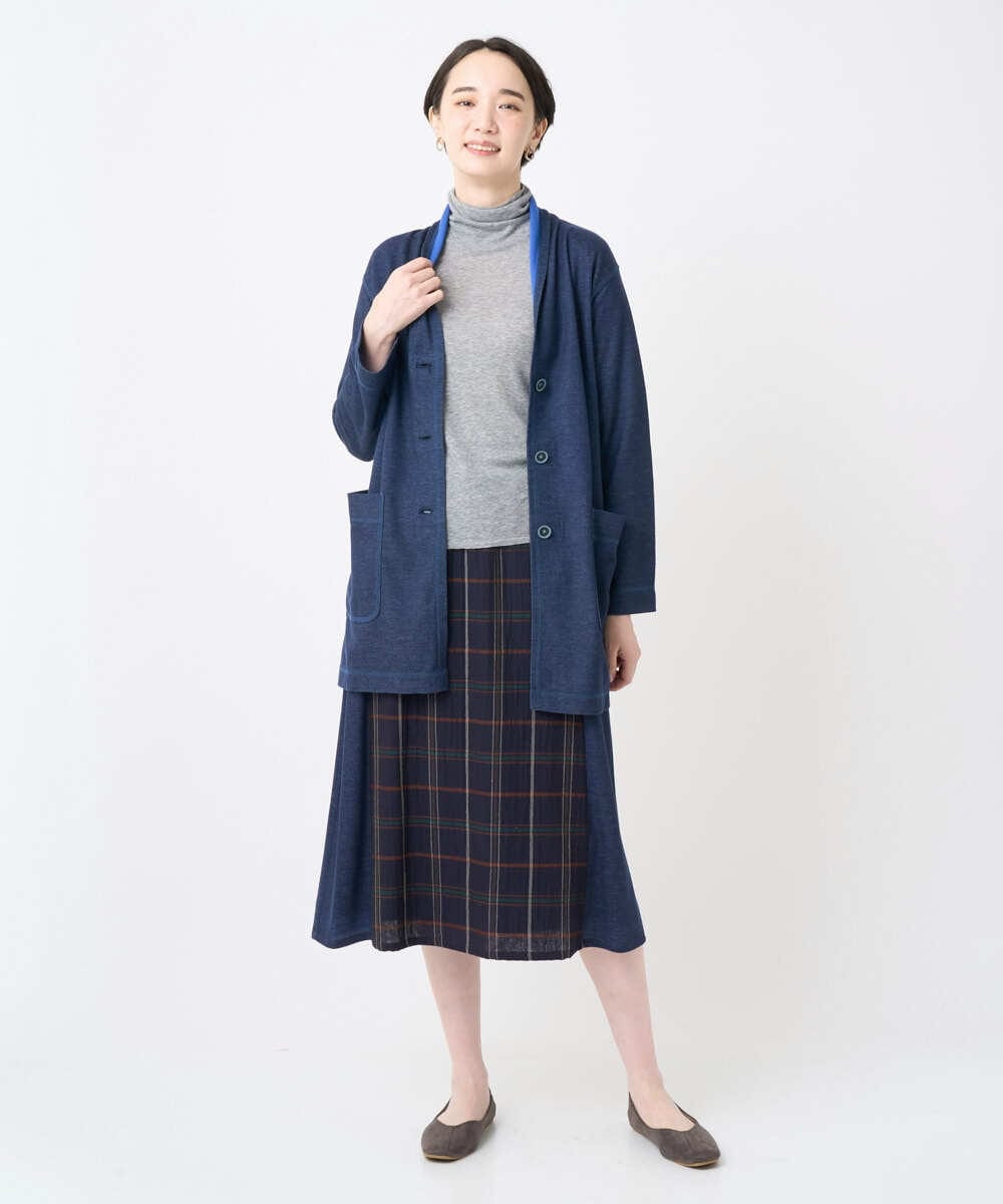 NGHJB22360 GIANNI LO GIUDICE(ジャンニ ロ ジュディチェ) [洗える・日本製]二重織チェックスカート ネイビー